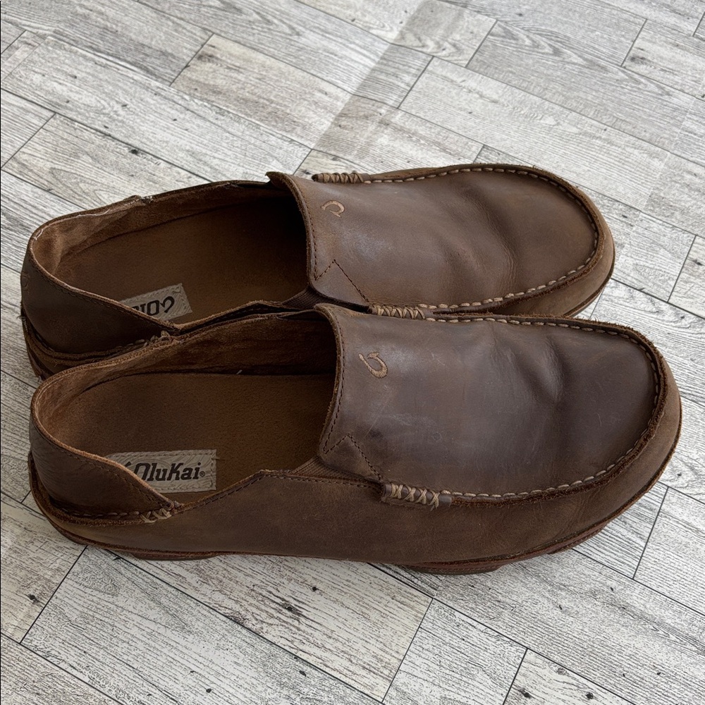 OluKai Moloa‎ Men’s 13 Nubuck Slip-on Loafers Shoes Wood Dk Java Brown - Picture 3 of 10